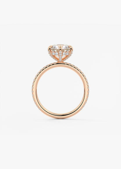 Round Pave Lab Grown Diamond Engagement Ring