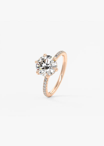 Round Pave Lab Grown Diamond Engagement Ring