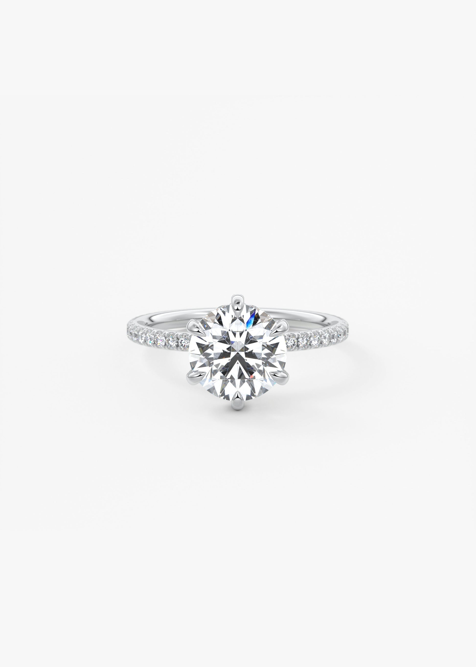 Round Pave Lab Grown Diamond Engagement Ring