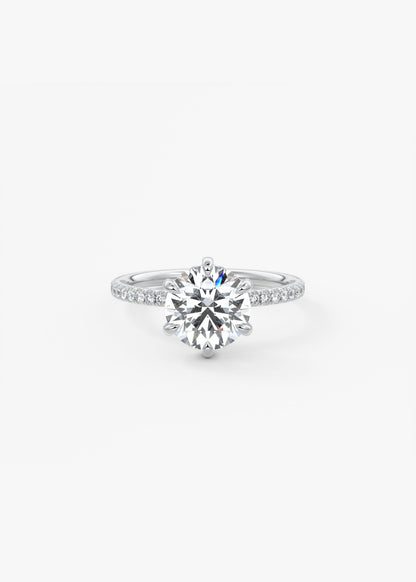 Round Pave Lab Grown Diamond Engagement Ring