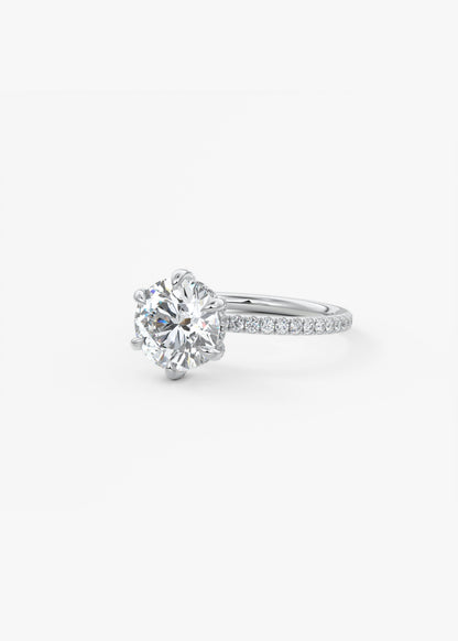 Round Pave Lab Grown Diamond Engagement Ring