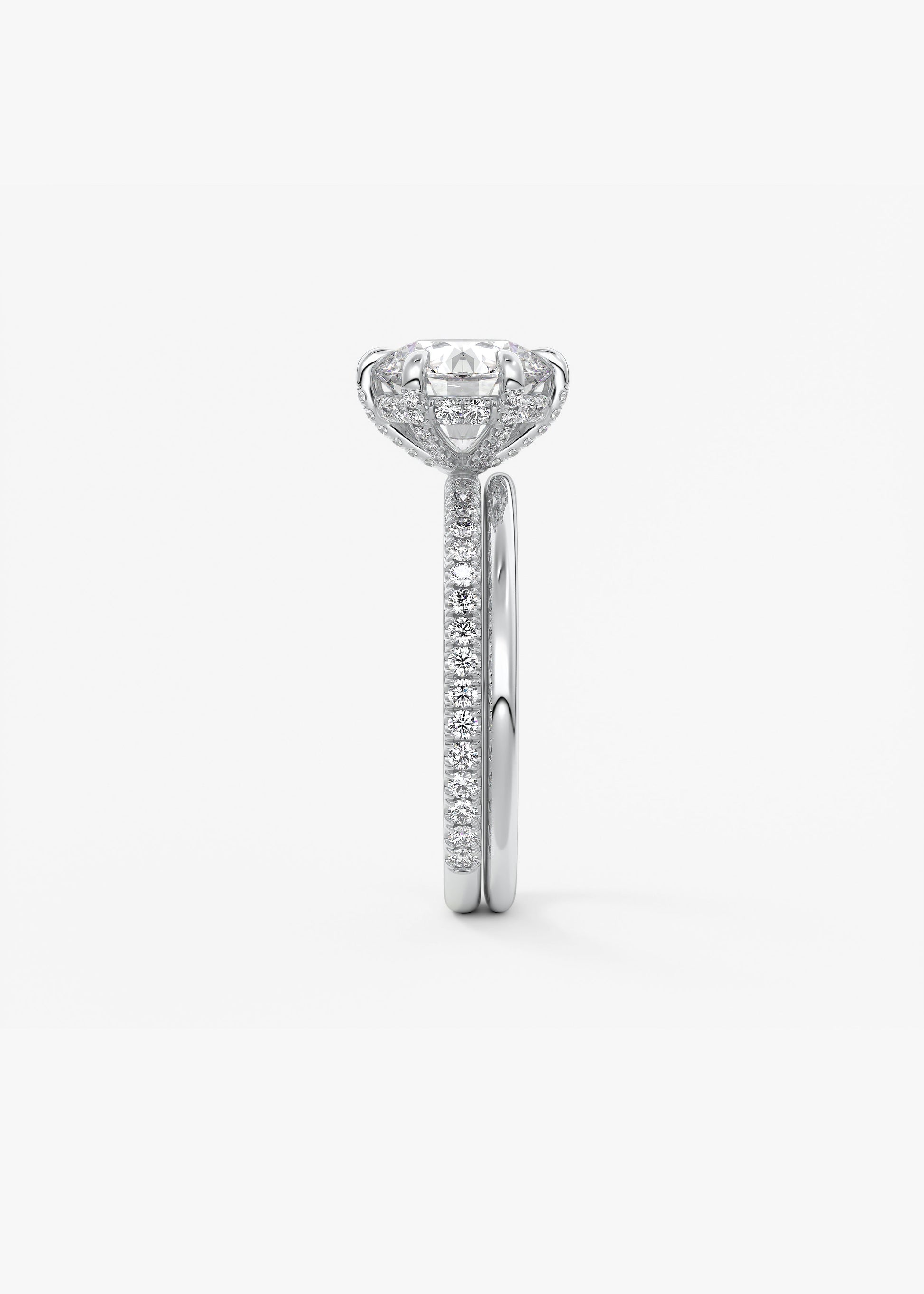Round Pave Lab Grown Diamond Engagement Ring