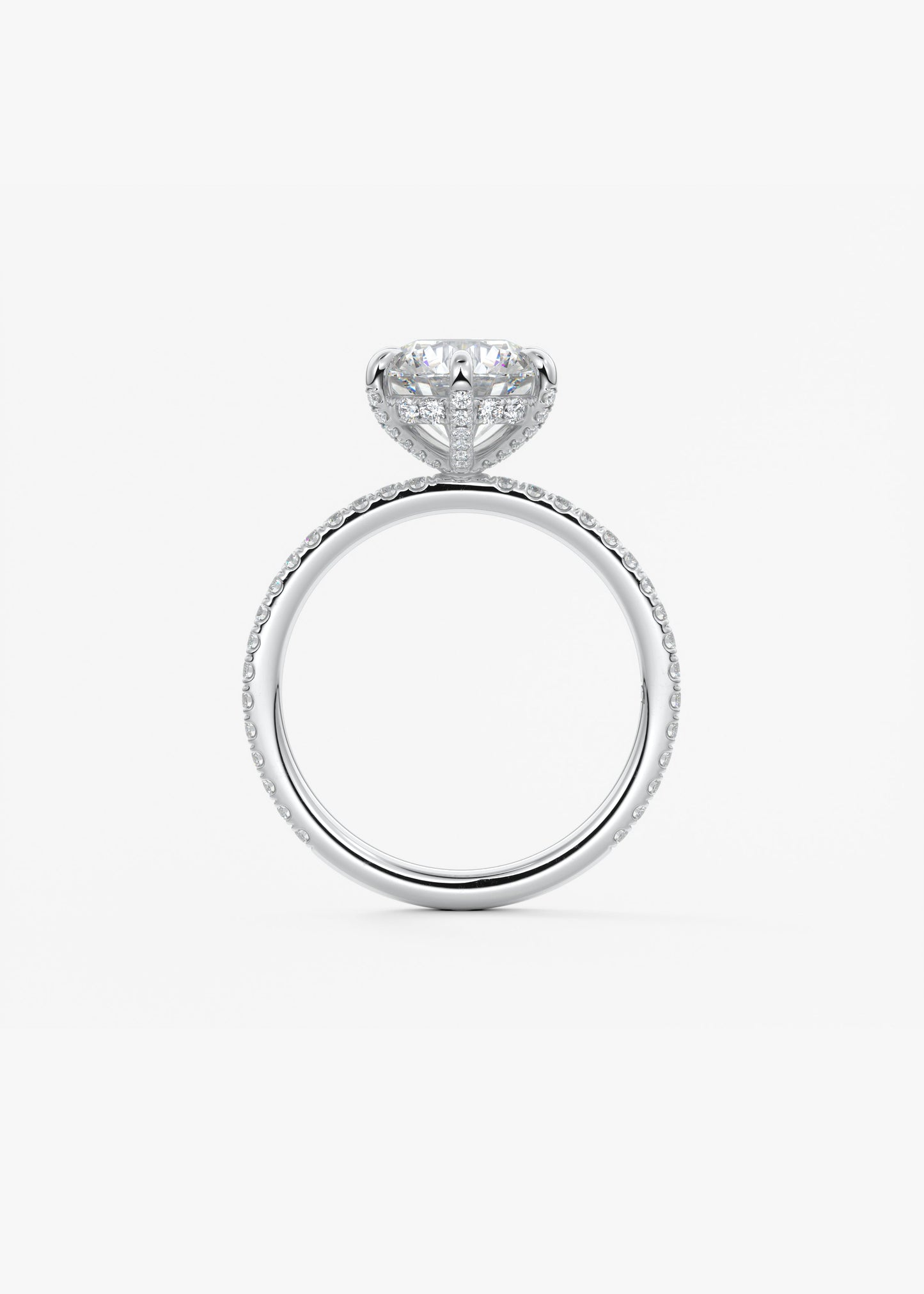 Round Pave Lab Grown Diamond Engagement Ring