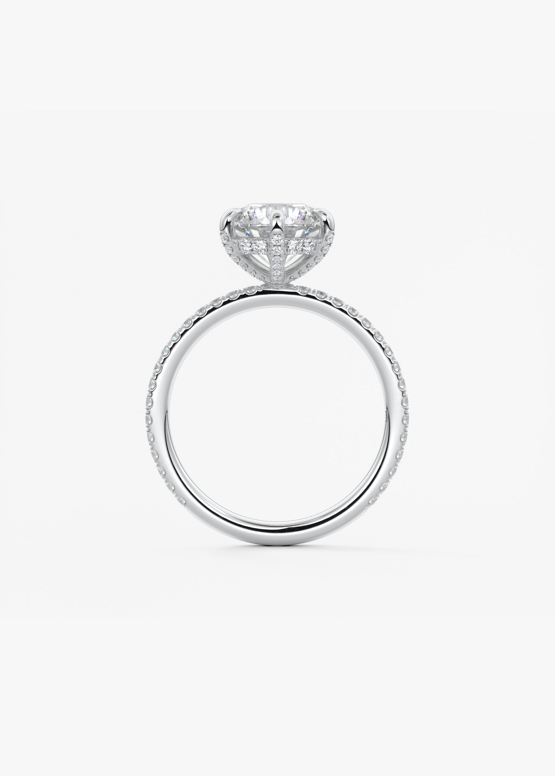 Round Pave Lab Grown Diamond Engagement Ring
