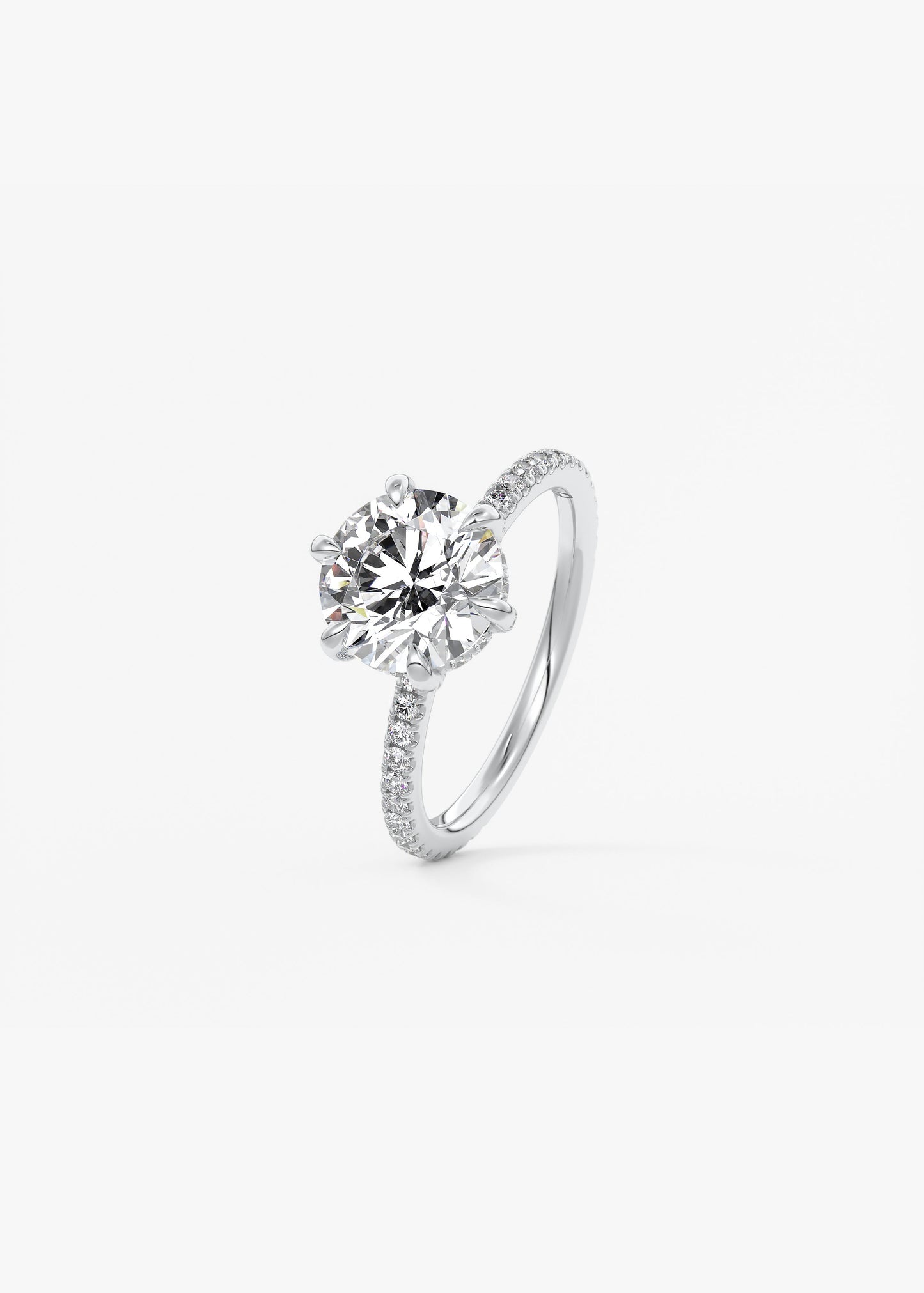 Round Pave Lab Grown Diamond Engagement Ring