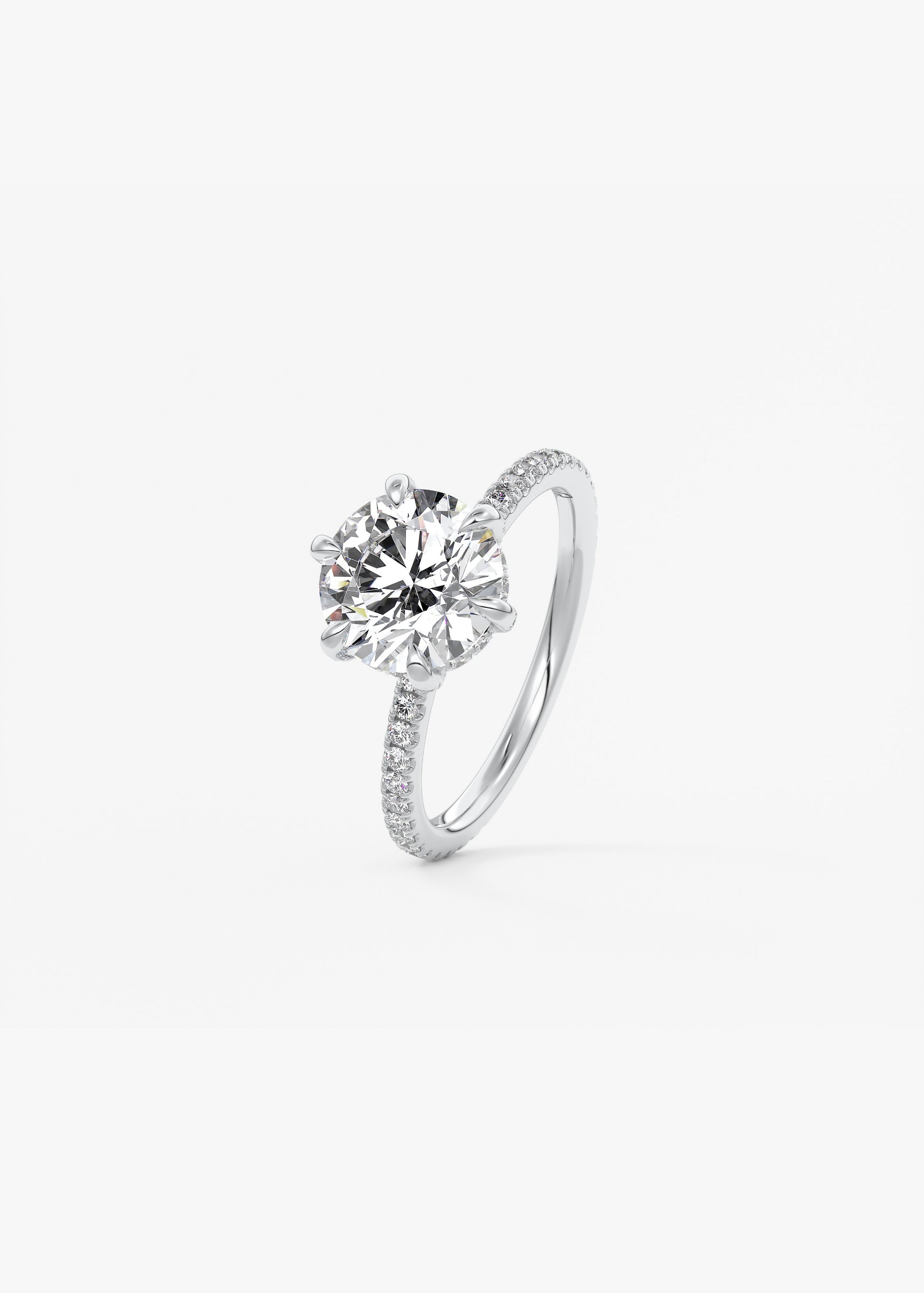Round Pave Lab Grown Diamond Engagement Ring