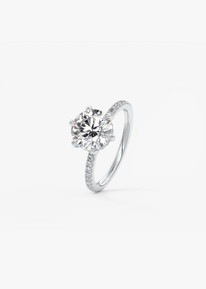 Round Pave Lab Grown Diamond Engagement Ring