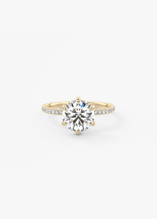 Round Pave Lab Grown Diamond Engagement Ring