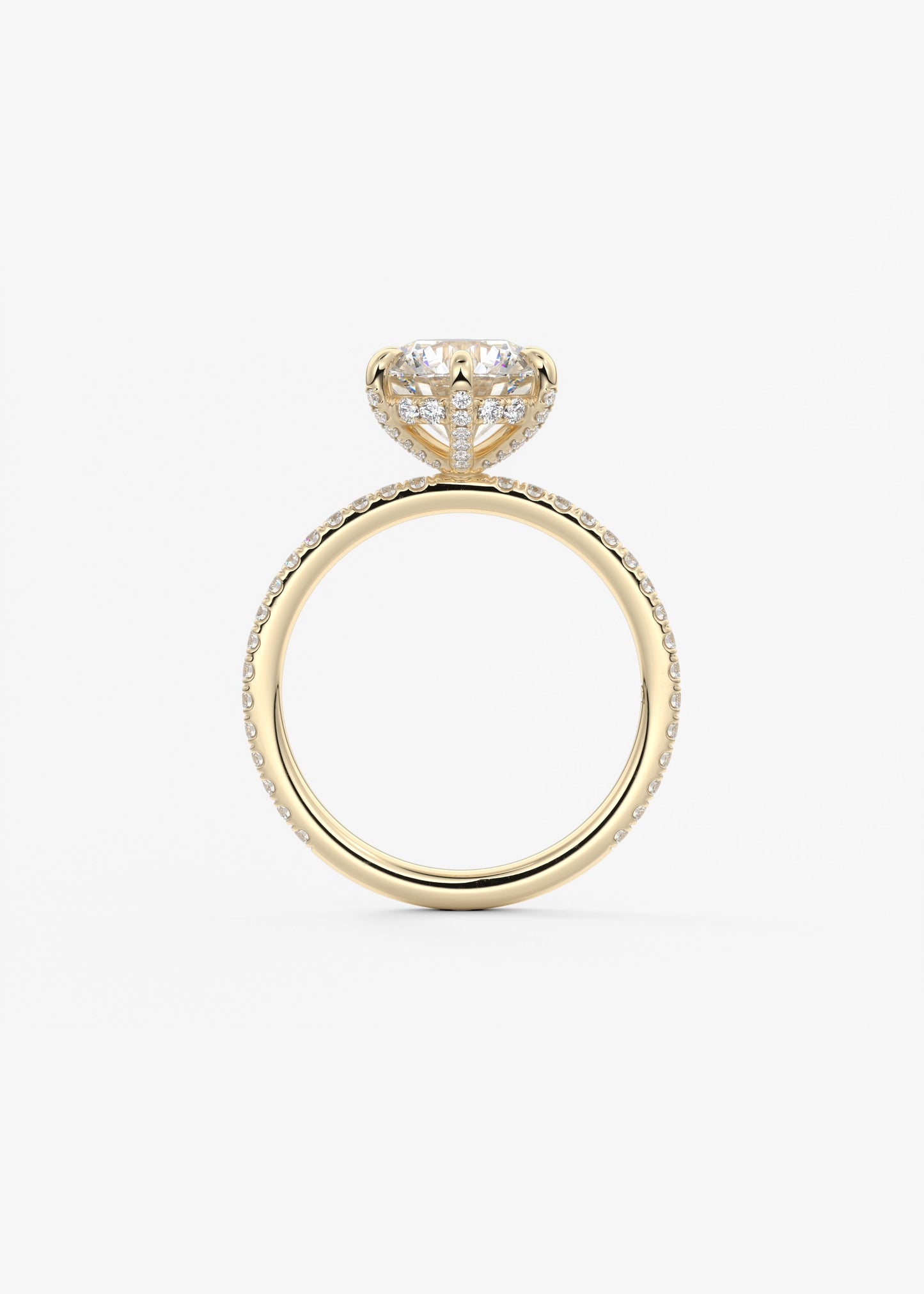 Round Pave Lab Grown Diamond Engagement Ring