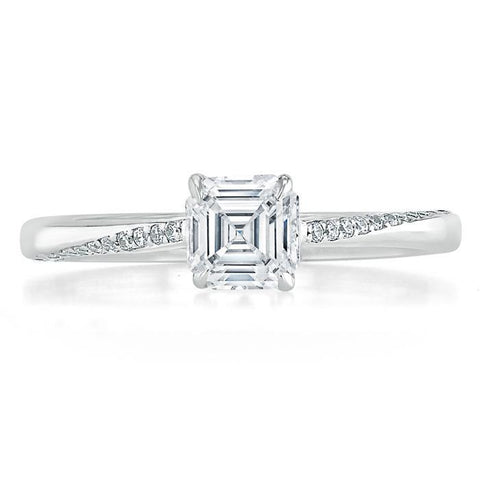 0.75 CT Asscher Cut Solitaire Moissanite Engagement Ring 1