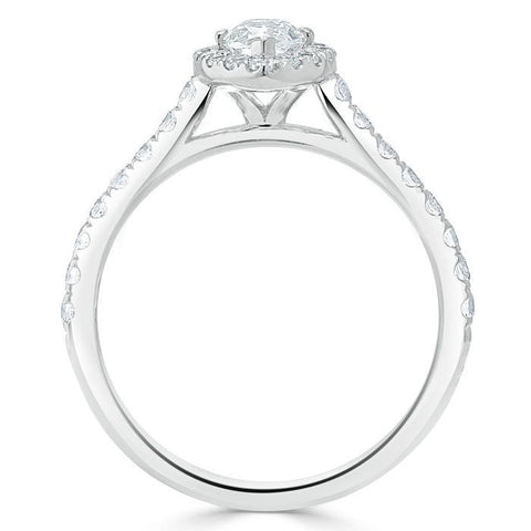 1.0 CT Marquise Cut Halo Moissanite Engagement Ring With Pave Setting 4