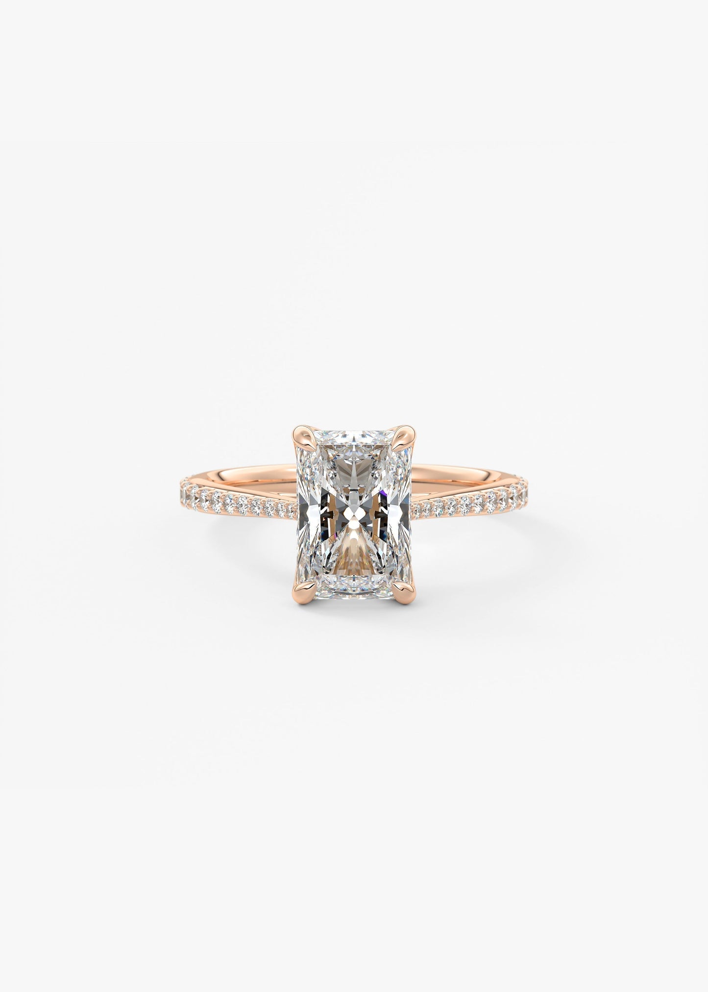 Radiant Pave Cathedral Lab Grown Diamond Engagement Ring