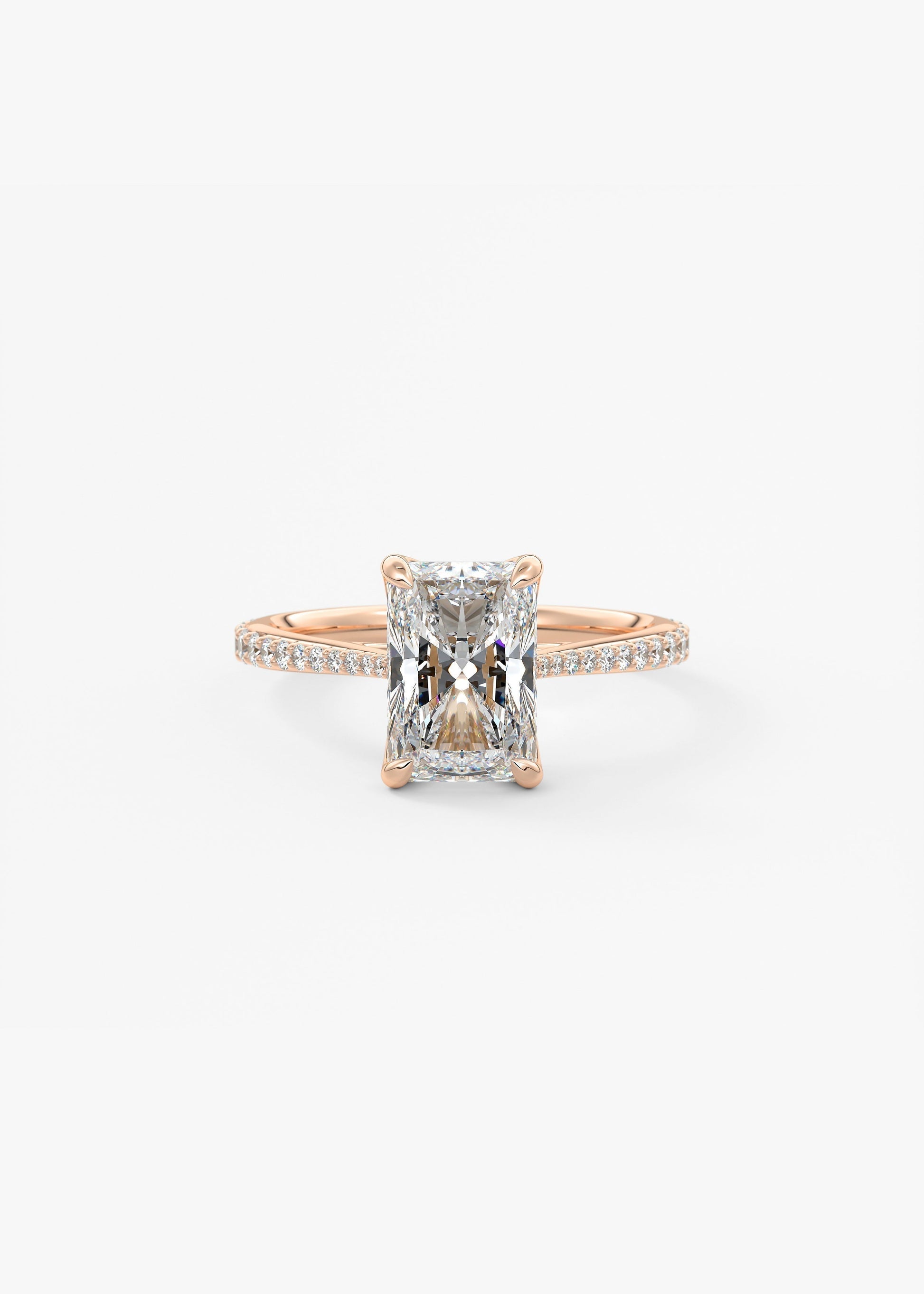 Radiant Pave Cathedral Lab Grown Diamond Engagement Ring