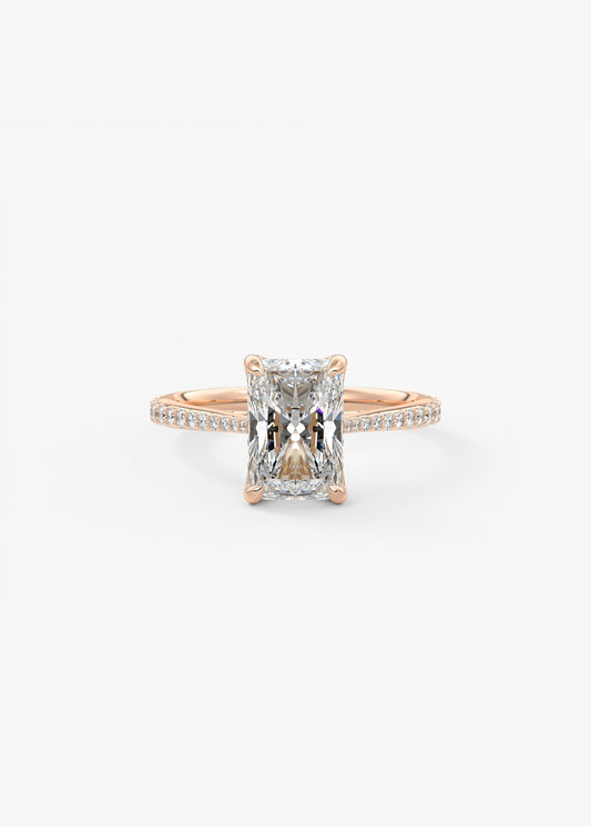 Radiant Pave Cathedral Lab Grown Diamond Engagement Ring