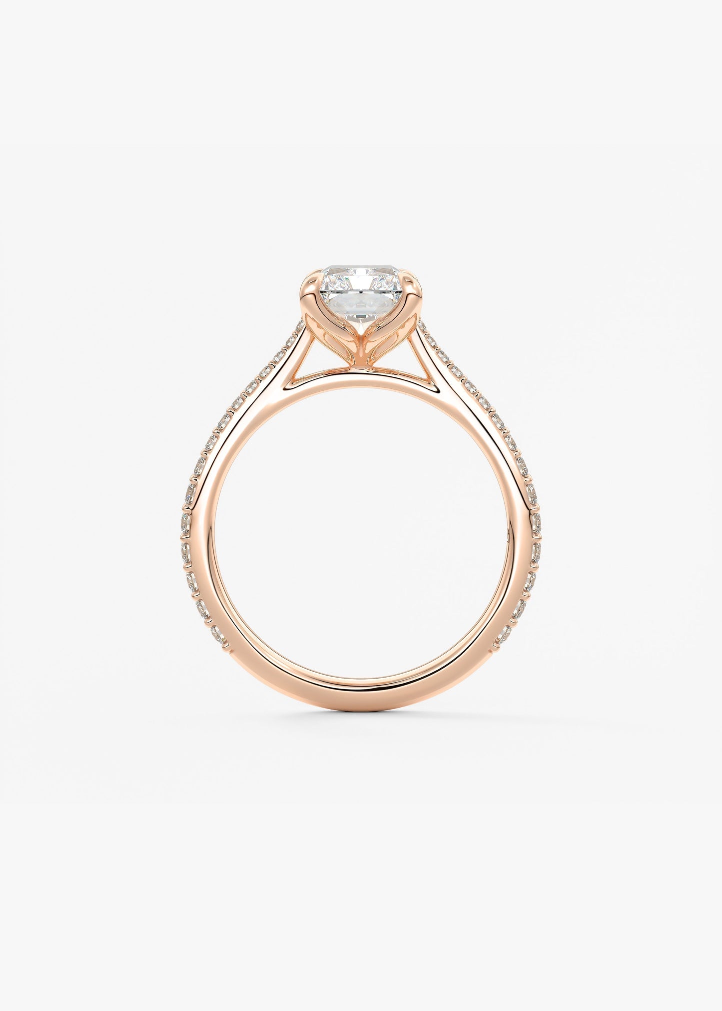 Radiant Pave Cathedral Lab Grown Diamond Engagement Ring