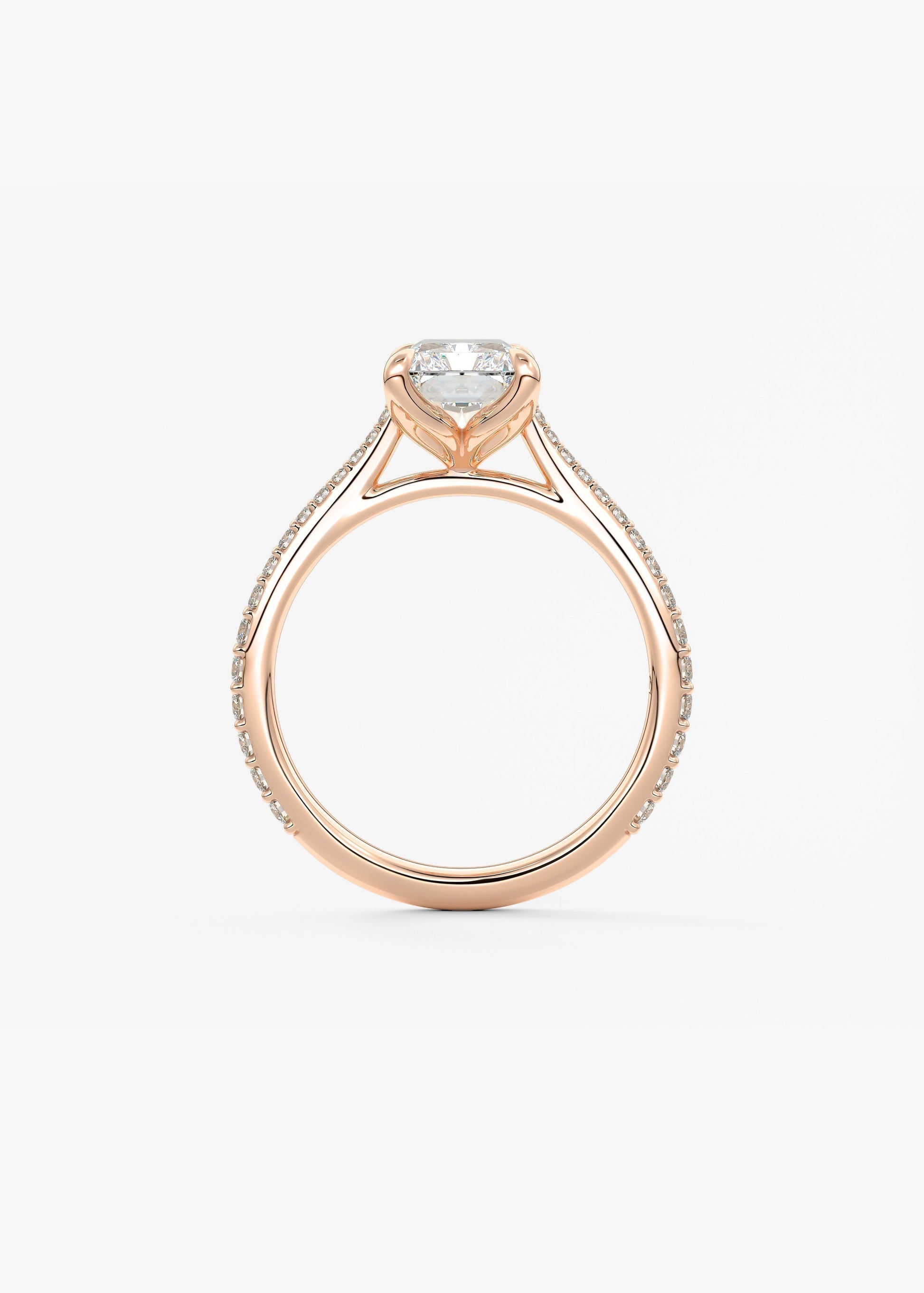 Radiant Pave Cathedral Lab Grown Diamond Engagement Ring