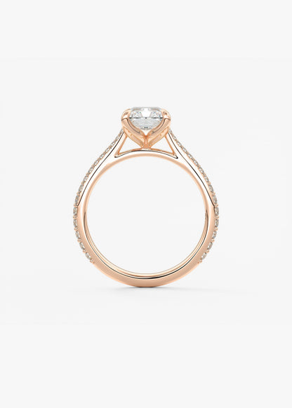 Radiant Pave Cathedral Lab Grown Diamond Engagement Ring