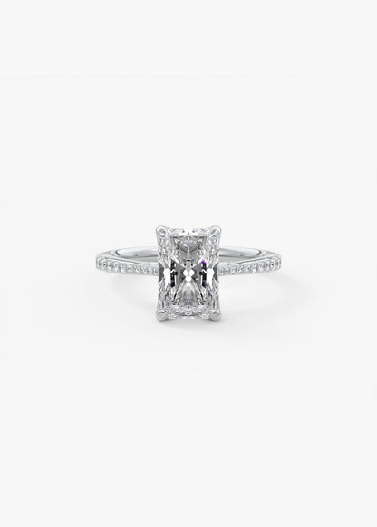 Radiant Pave Cathedral Lab Grown Diamond Engagement Ring