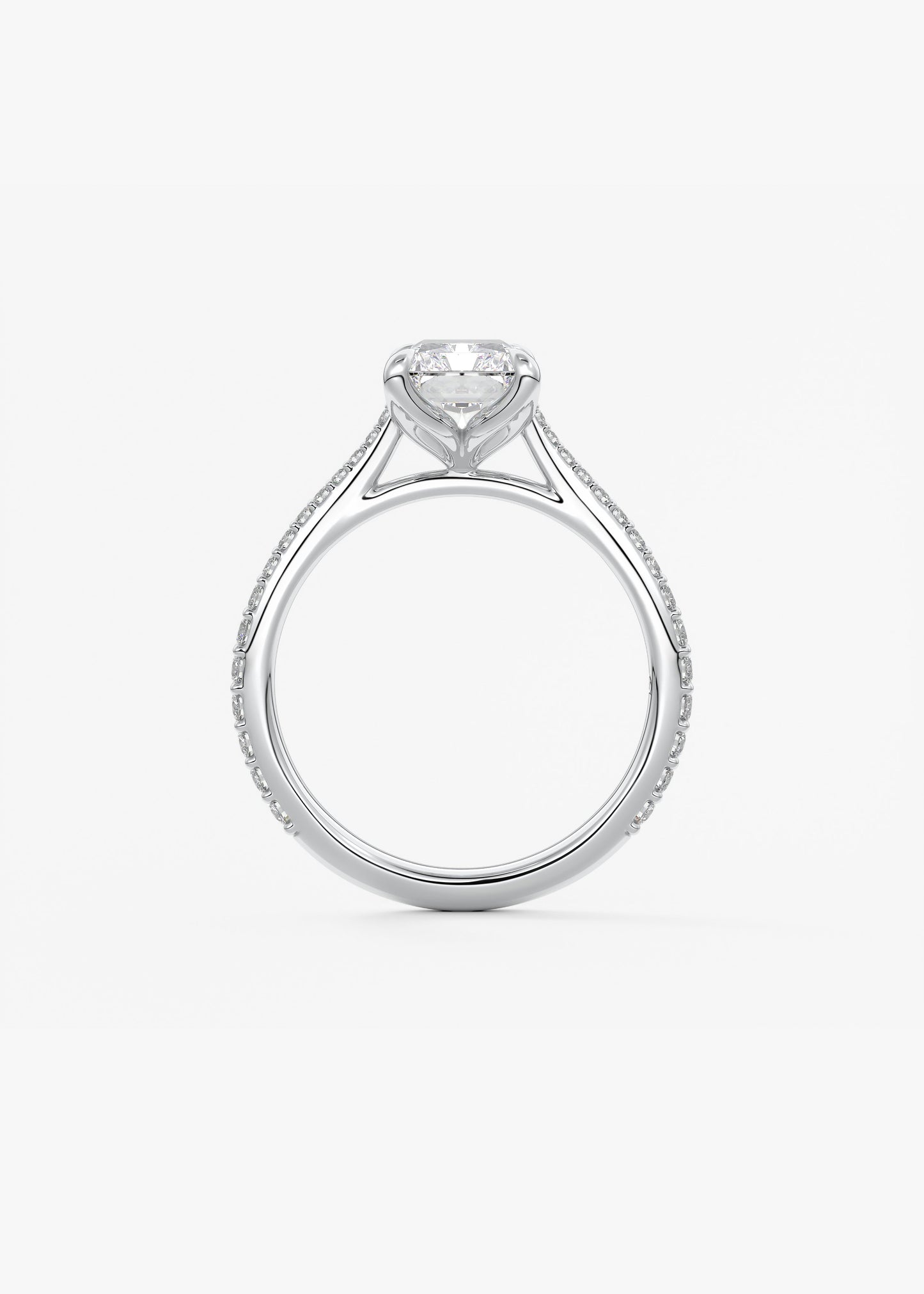 Radiant Pave Cathedral Lab Grown Diamond Engagement Ring