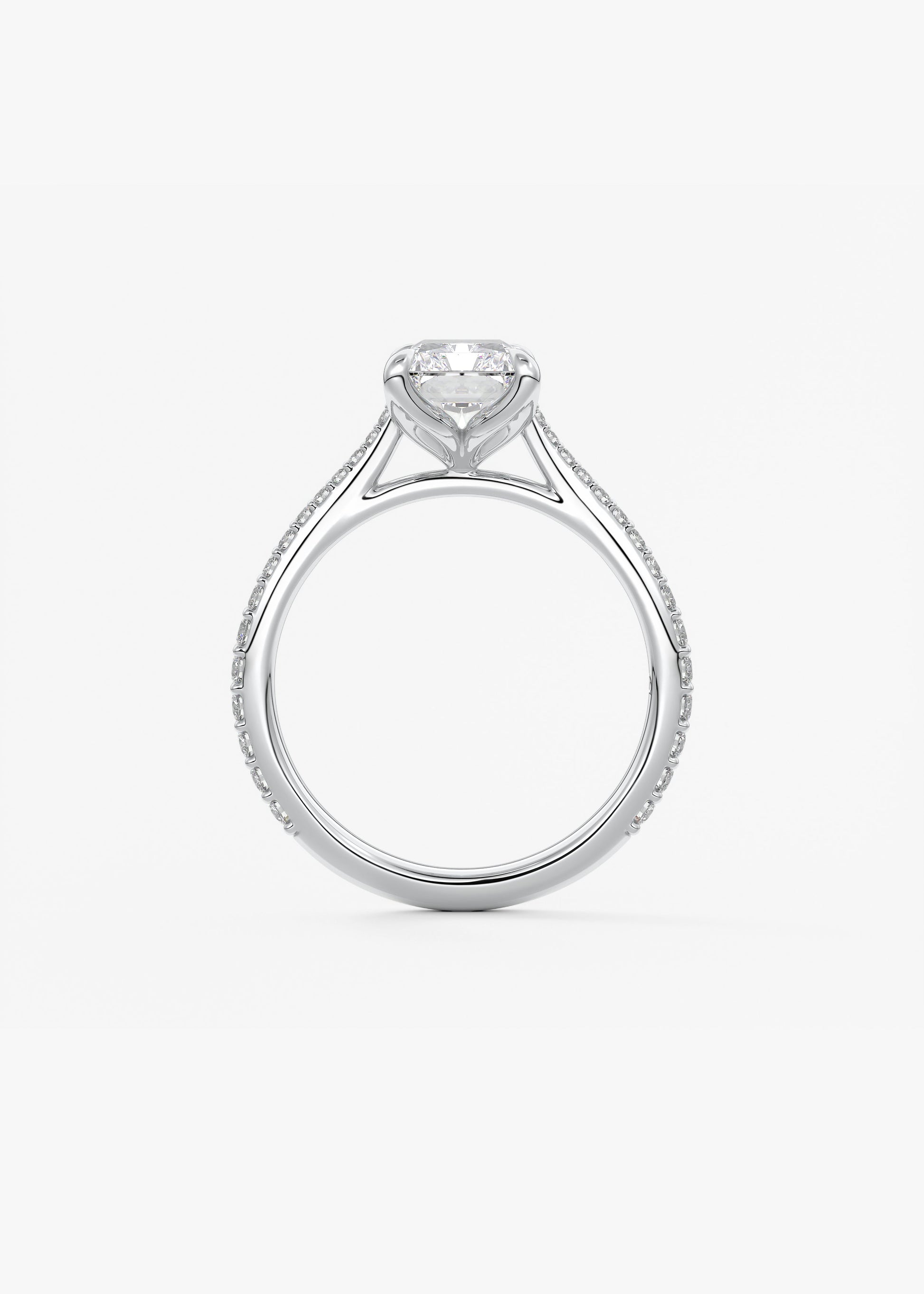 Radiant Pave Cathedral Lab Grown Diamond Engagement Ring