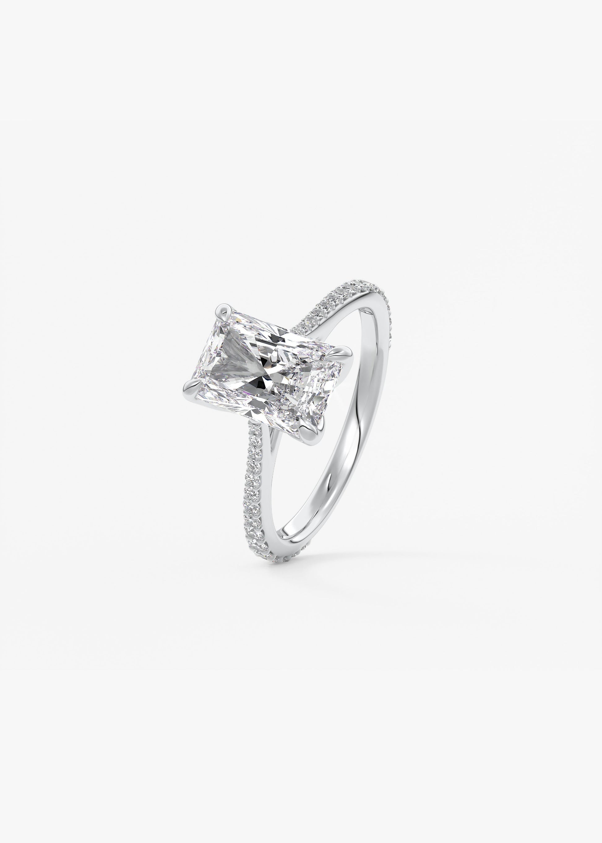 Radiant Pave Cathedral Lab Grown Diamond Engagement Ring