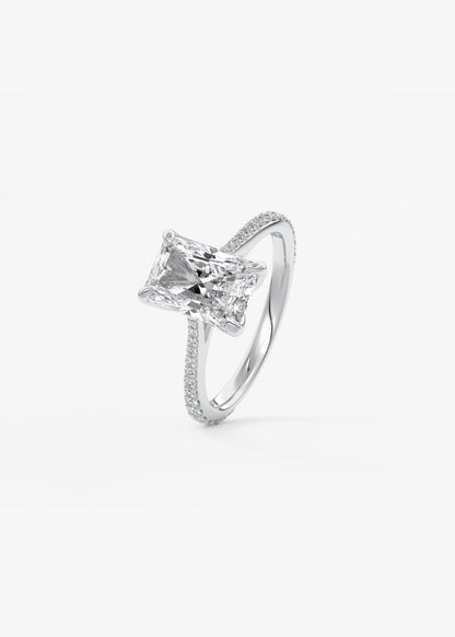 Radiant Pave Cathedral Lab Grown Diamond Engagement Ring