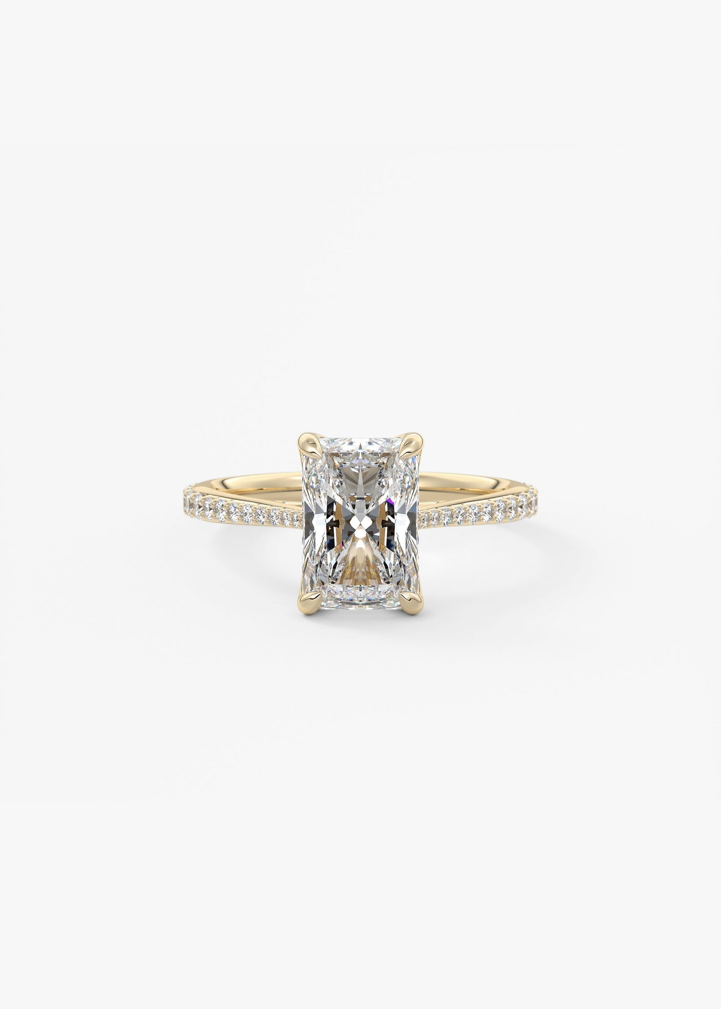 Radiant Pave Cathedral Lab Grown Diamond Engagement Ring