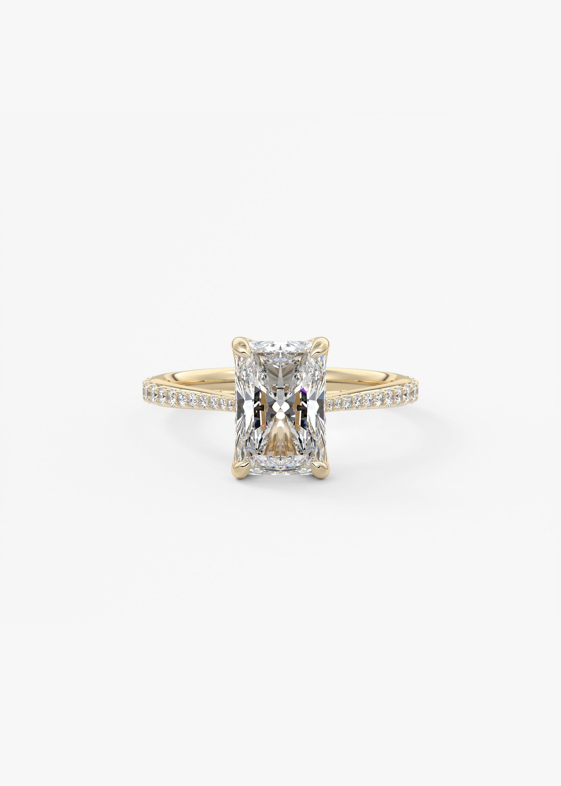 Radiant Pave Cathedral Lab Grown Diamond Engagement Ring