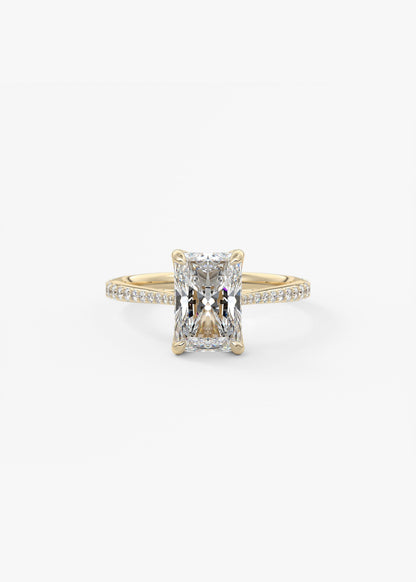 Radiant Pave Cathedral Lab Grown Diamond Engagement Ring