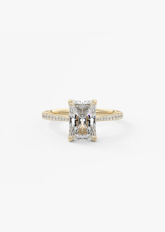 Radiant Pave Cathedral Lab Grown Diamond Engagement Ring