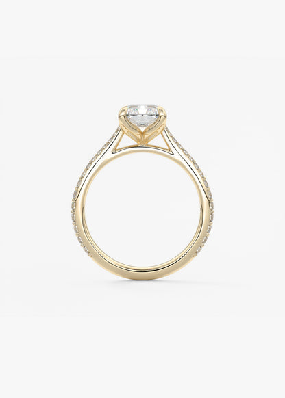 Radiant Pave Cathedral Lab Grown Diamond Engagement Ring