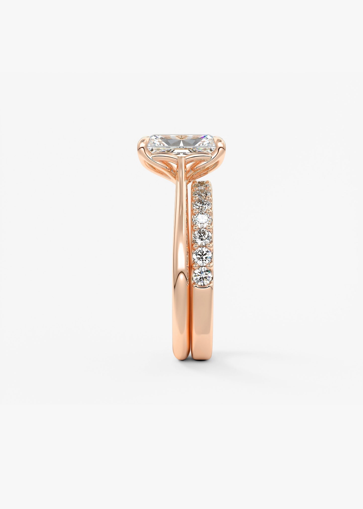 Radiant Solitaire Cathedral Lab Grown Diamond Engagement Ring