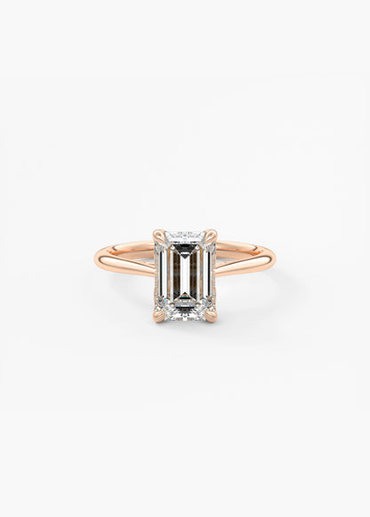 Emerald Solitaire Cathedral Lab Grown Diamond Engagement Ring