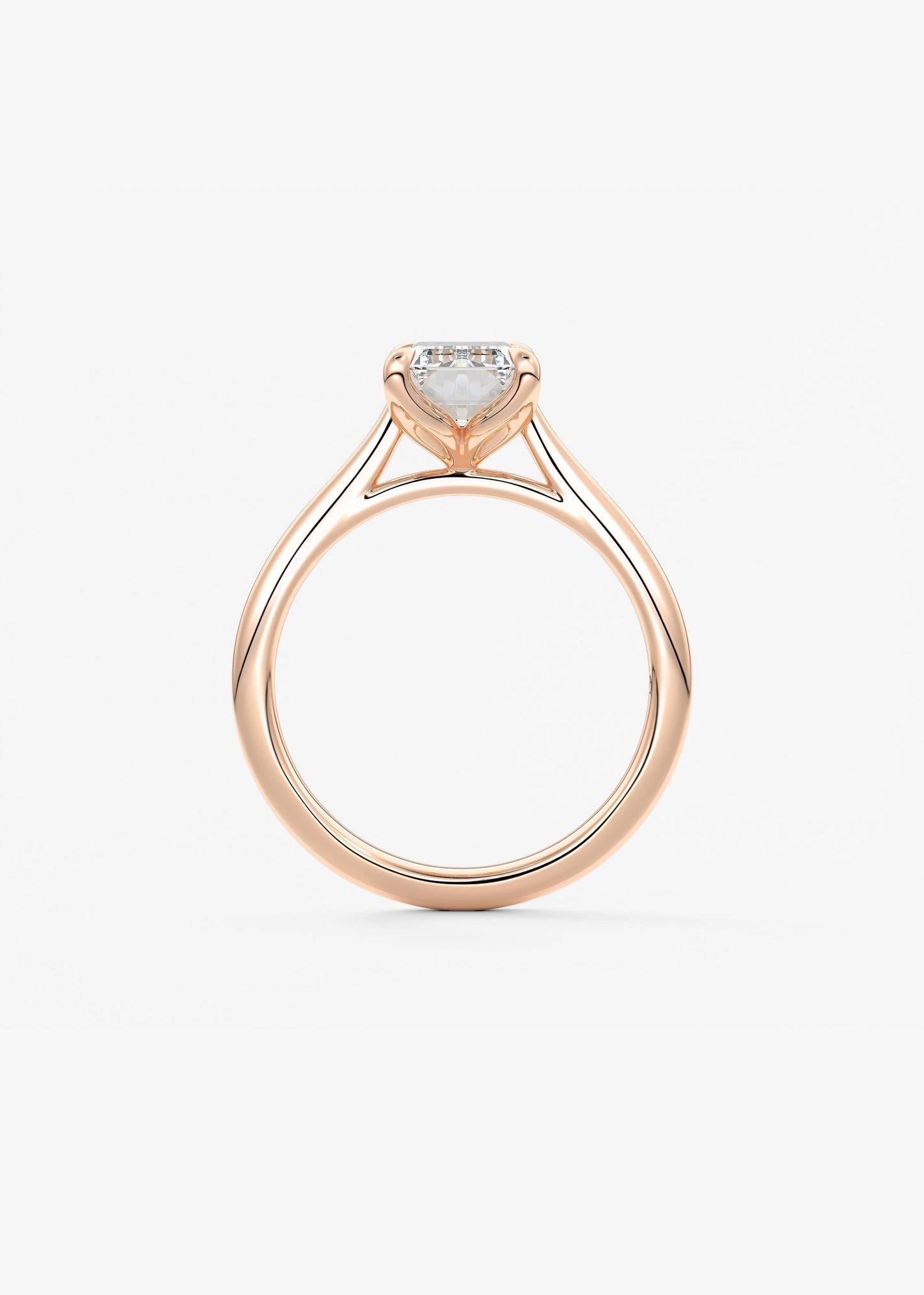Emerald Solitaire Cathedral Lab Grown Diamond Engagement Ring