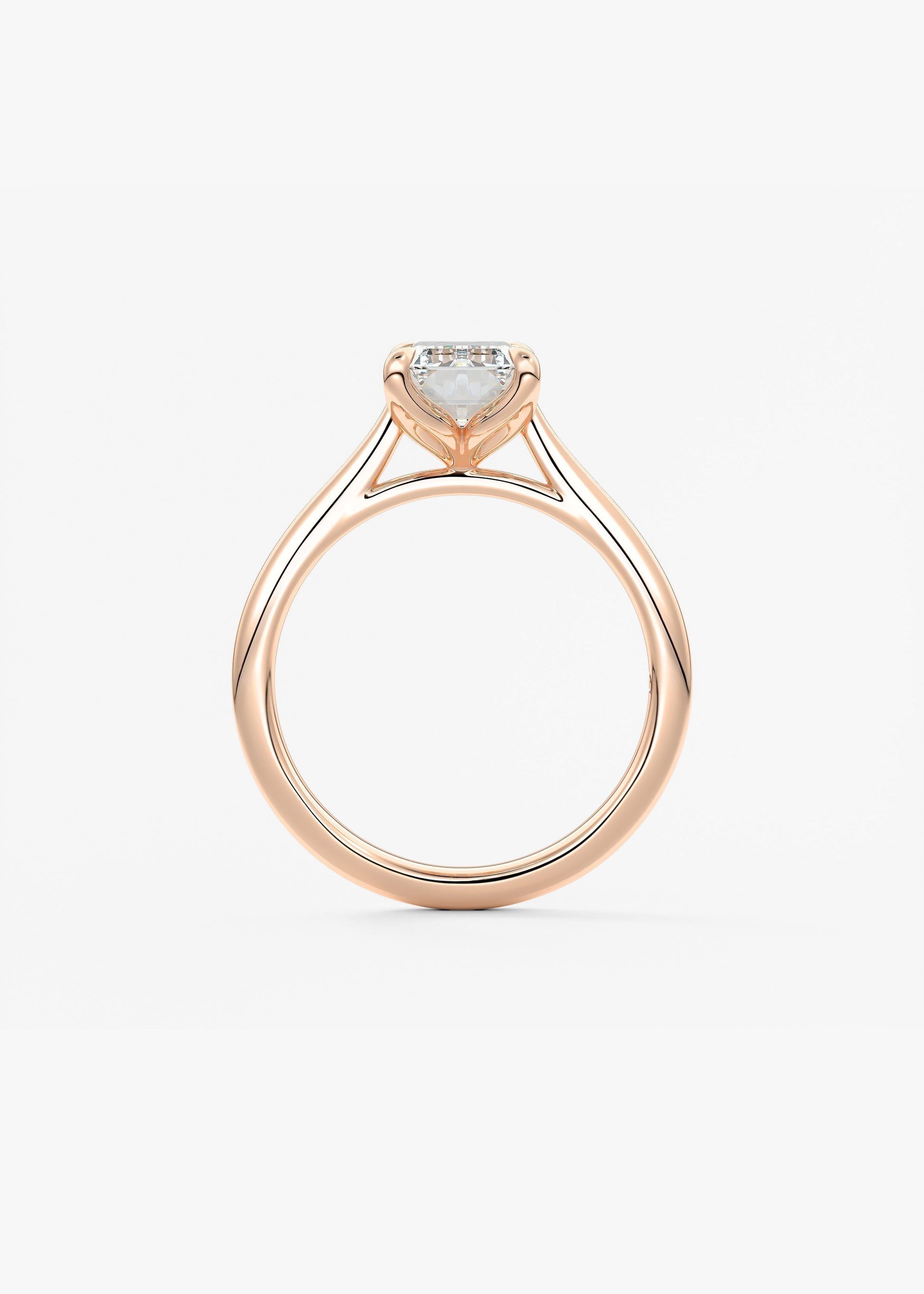 Emerald Solitaire Cathedral Lab Grown Diamond Engagement Ring