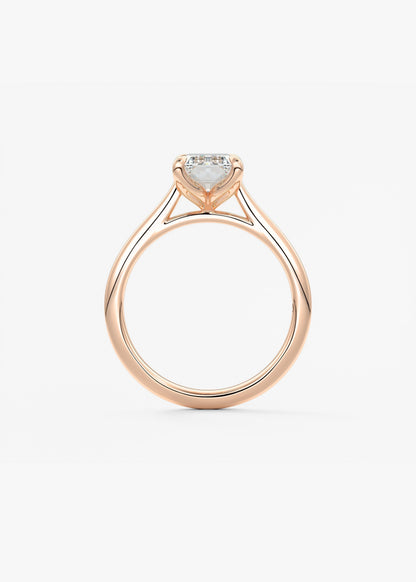 Emerald Solitaire Cathedral Lab Grown Diamond Engagement Ring