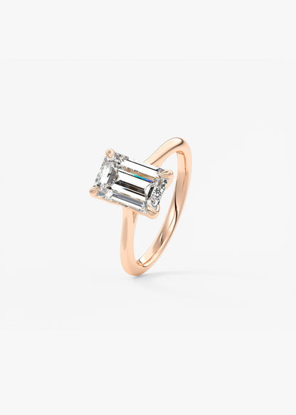 Emerald Solitaire Cathedral Lab Grown Diamond Engagement Ring