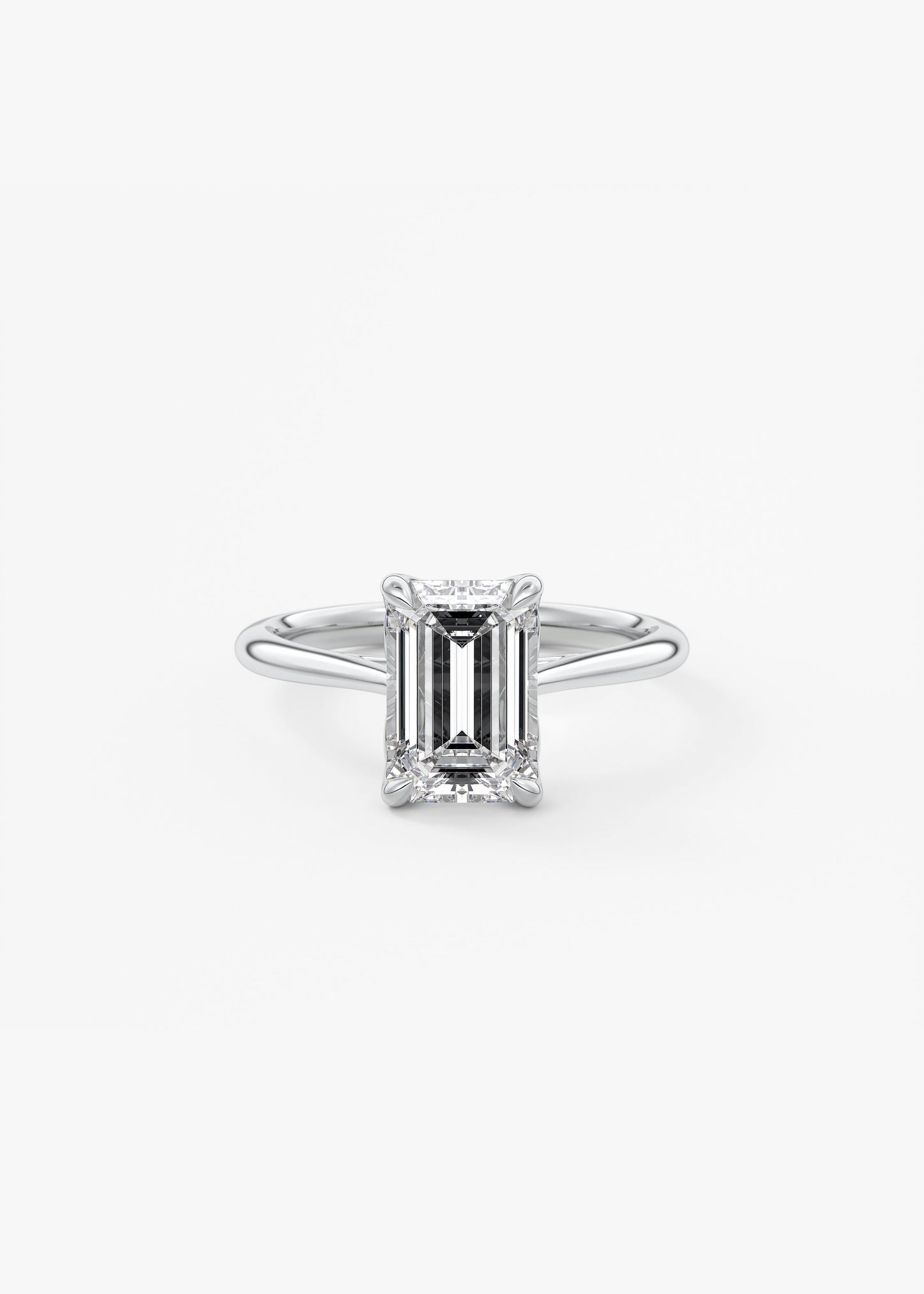 Emerald Solitaire Cathedral Lab Grown Diamond Engagement Ring