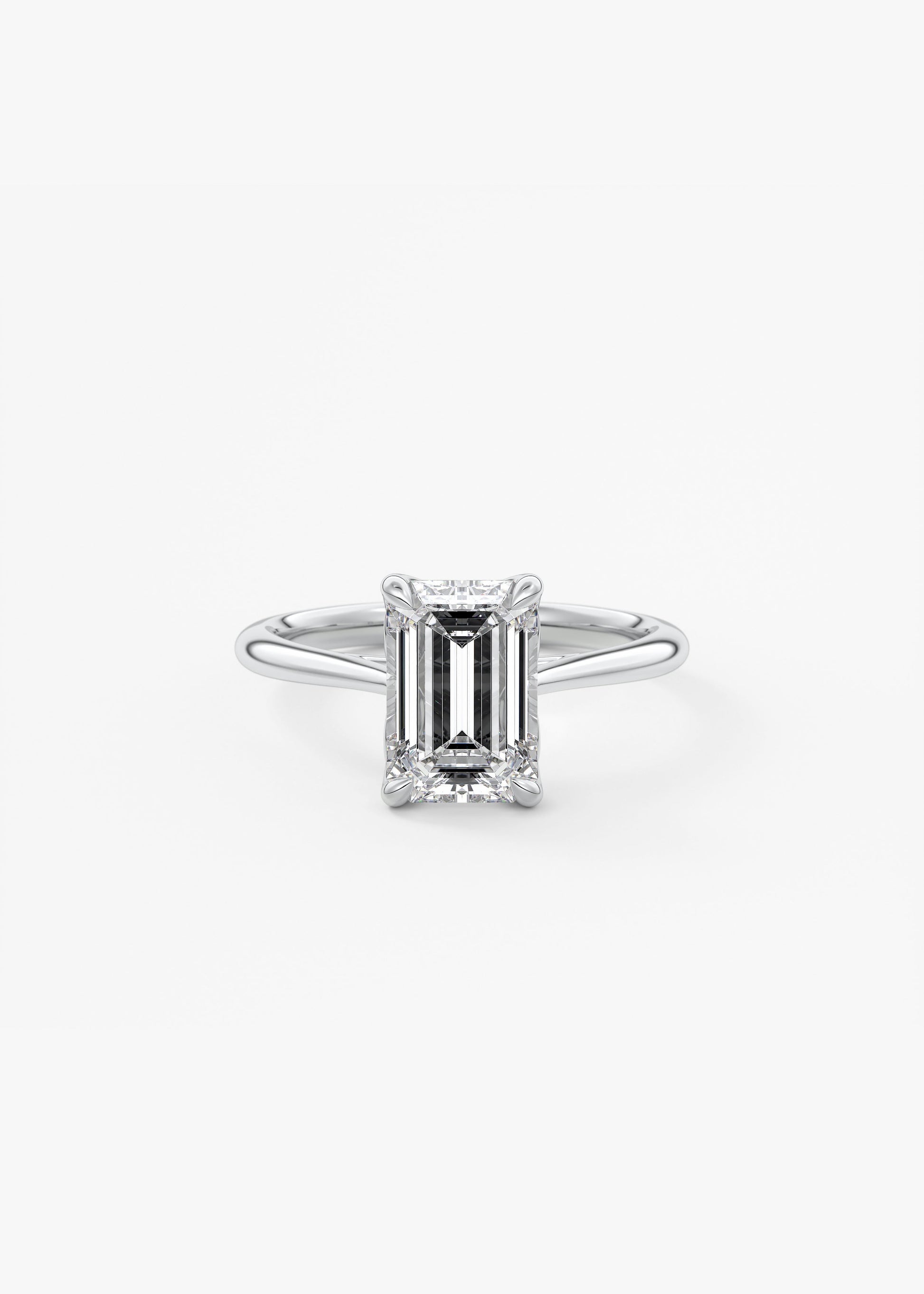 Emerald Solitaire Cathedral Lab Grown Diamond Engagement Ring