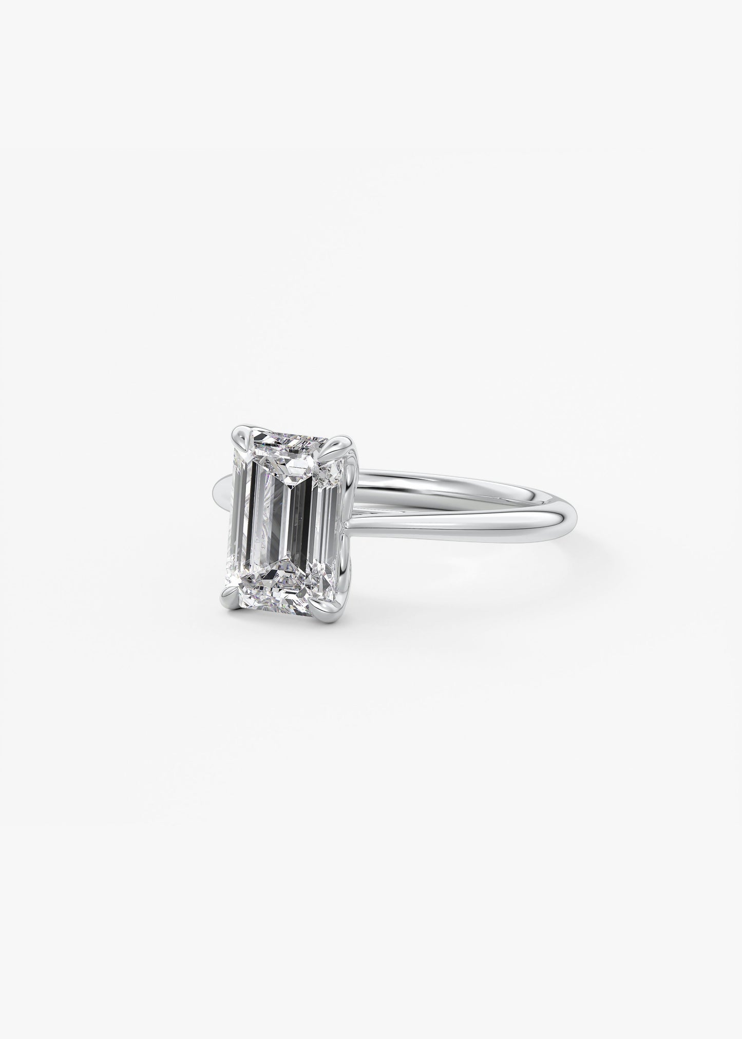 Emerald Solitaire Cathedral Lab Grown Diamond Engagement Ring