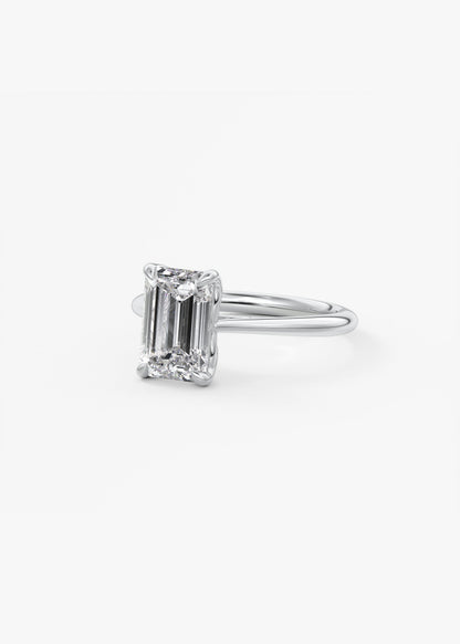 Emerald Solitaire Cathedral Lab Grown Diamond Engagement Ring
