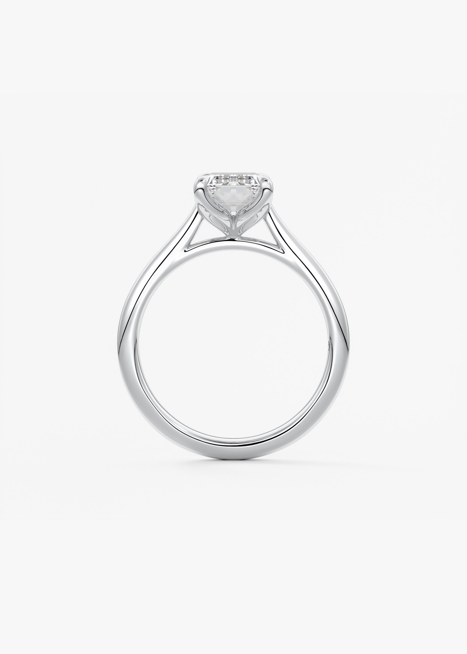 Emerald Solitaire Cathedral Lab Grown Diamond Engagement Ring