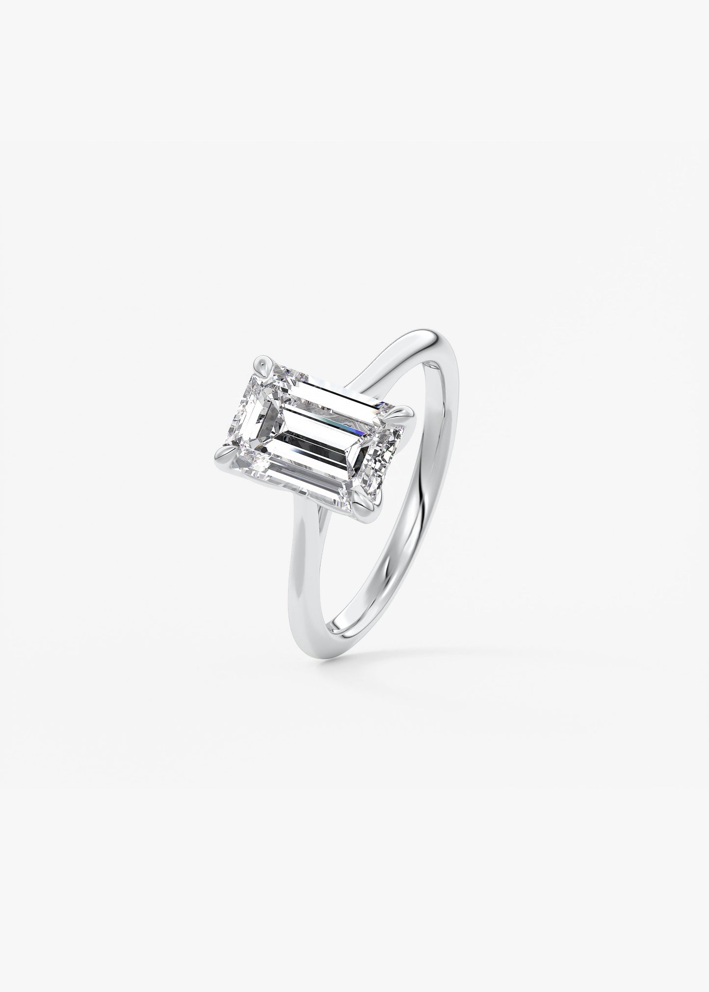 Emerald Solitaire Cathedral Lab Grown Diamond Engagement Ring
