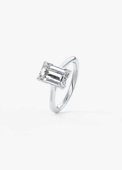 Emerald Solitaire Cathedral Lab Grown Diamond Engagement Ring