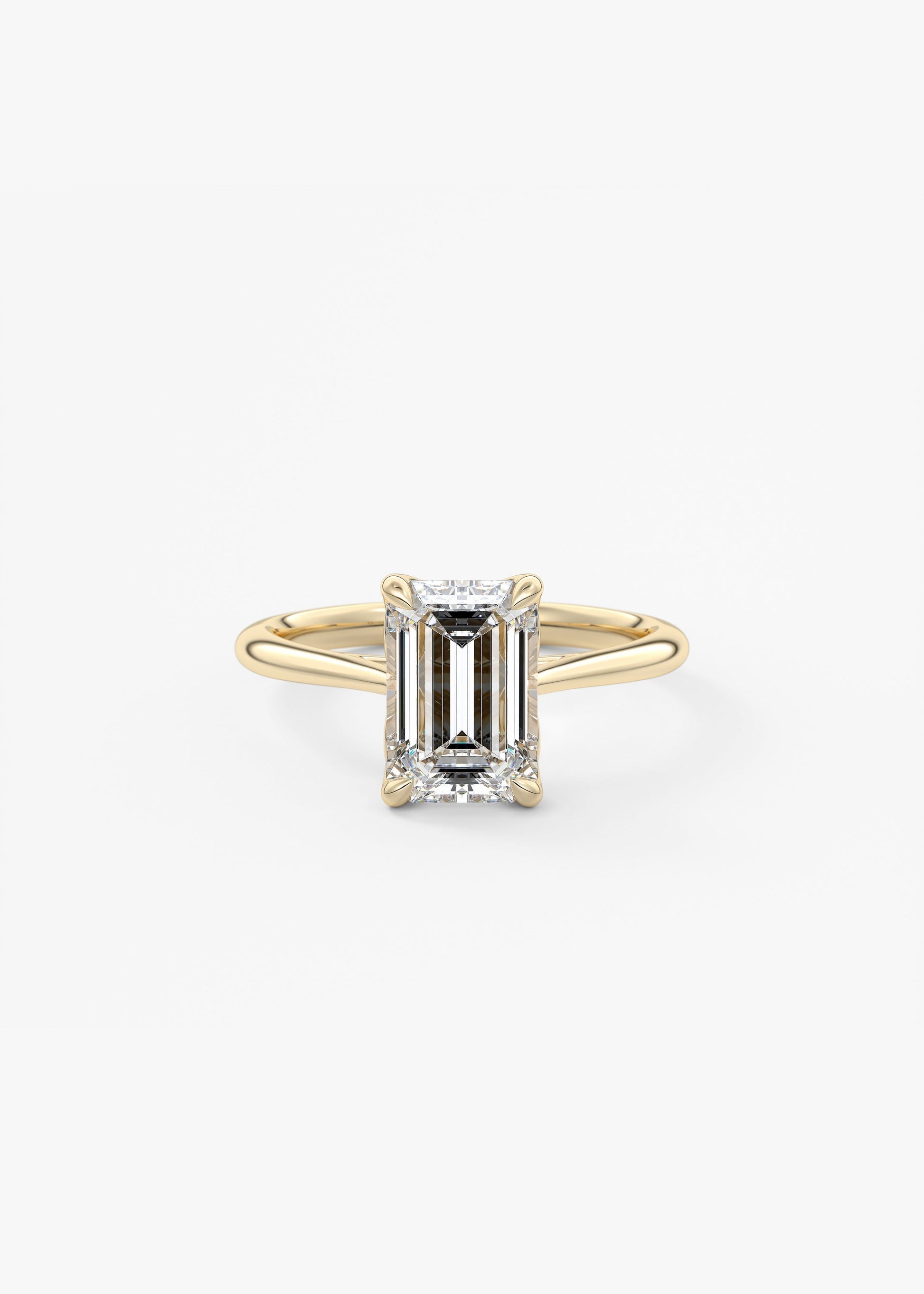 Emerald Solitaire Cathedral Lab Grown Diamond Engagement Ring
