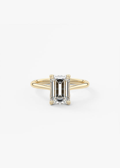Emerald Solitaire Cathedral Lab Grown Diamond Engagement Ring