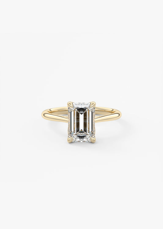 Emerald Solitaire Cathedral Lab Grown Diamond Engagement Ring
