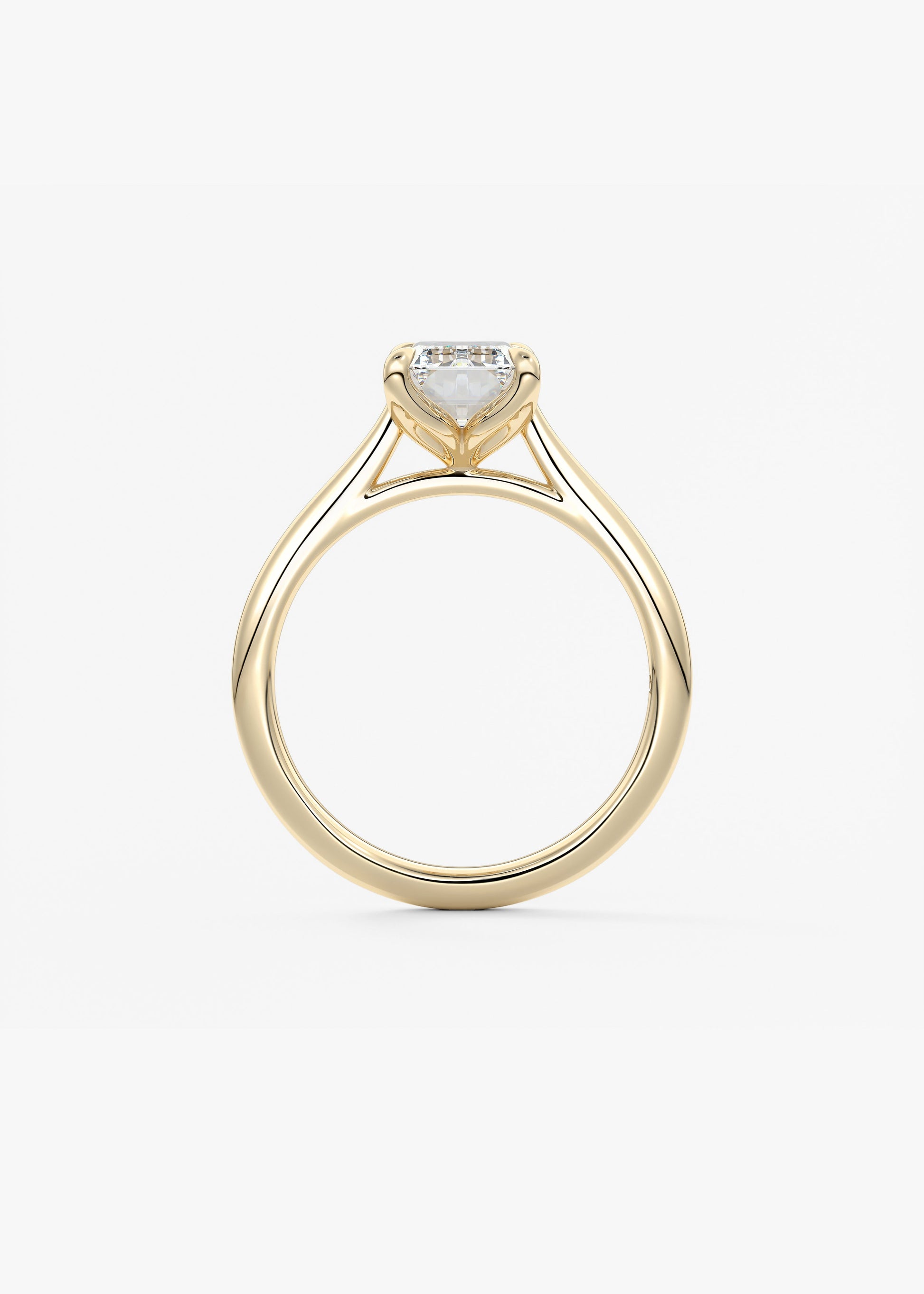 Emerald Solitaire Cathedral Lab Grown Diamond Engagement Ring