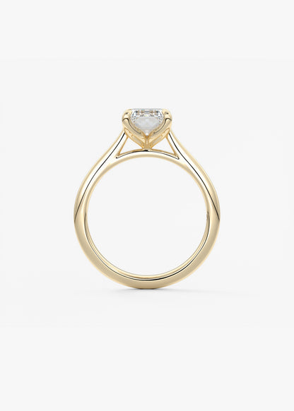 Emerald Solitaire Cathedral Lab Grown Diamond Engagement Ring