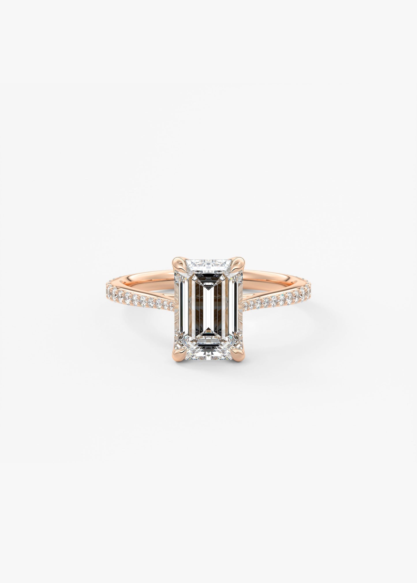 Emerald Pave Cathedral Lab Grown Diamond Engagement Ring